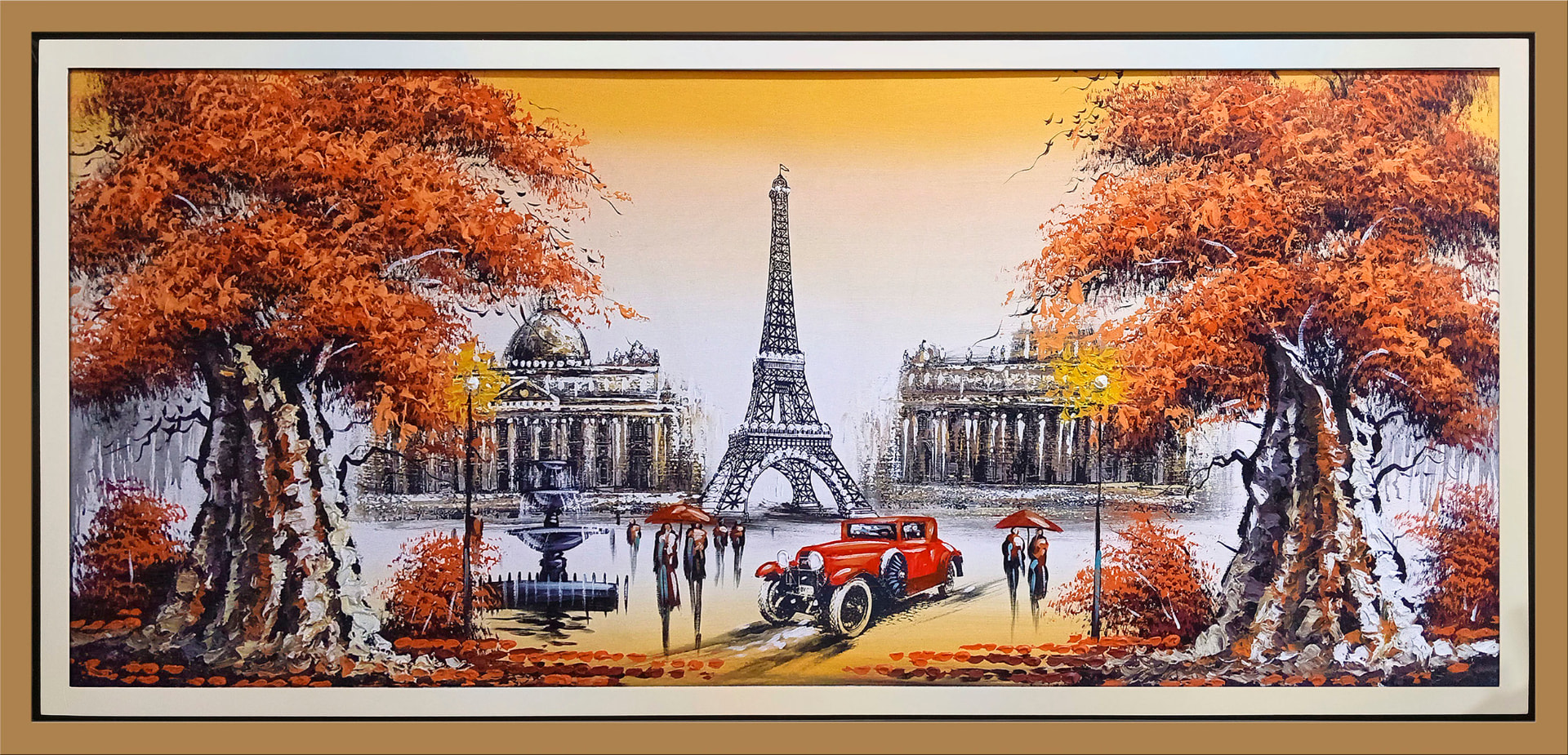 París en otoño — vista detalle de la pintura al óleo