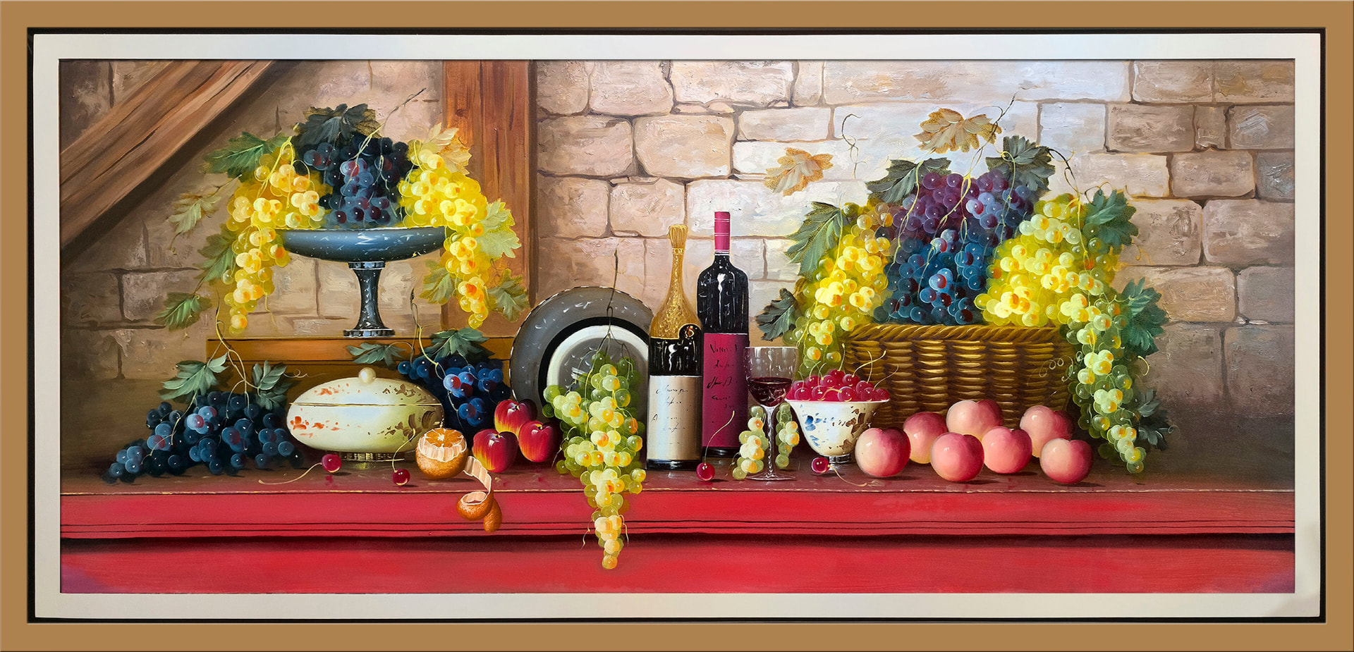 Bodegón del viñedo — vista detalle de la pintura al óleo