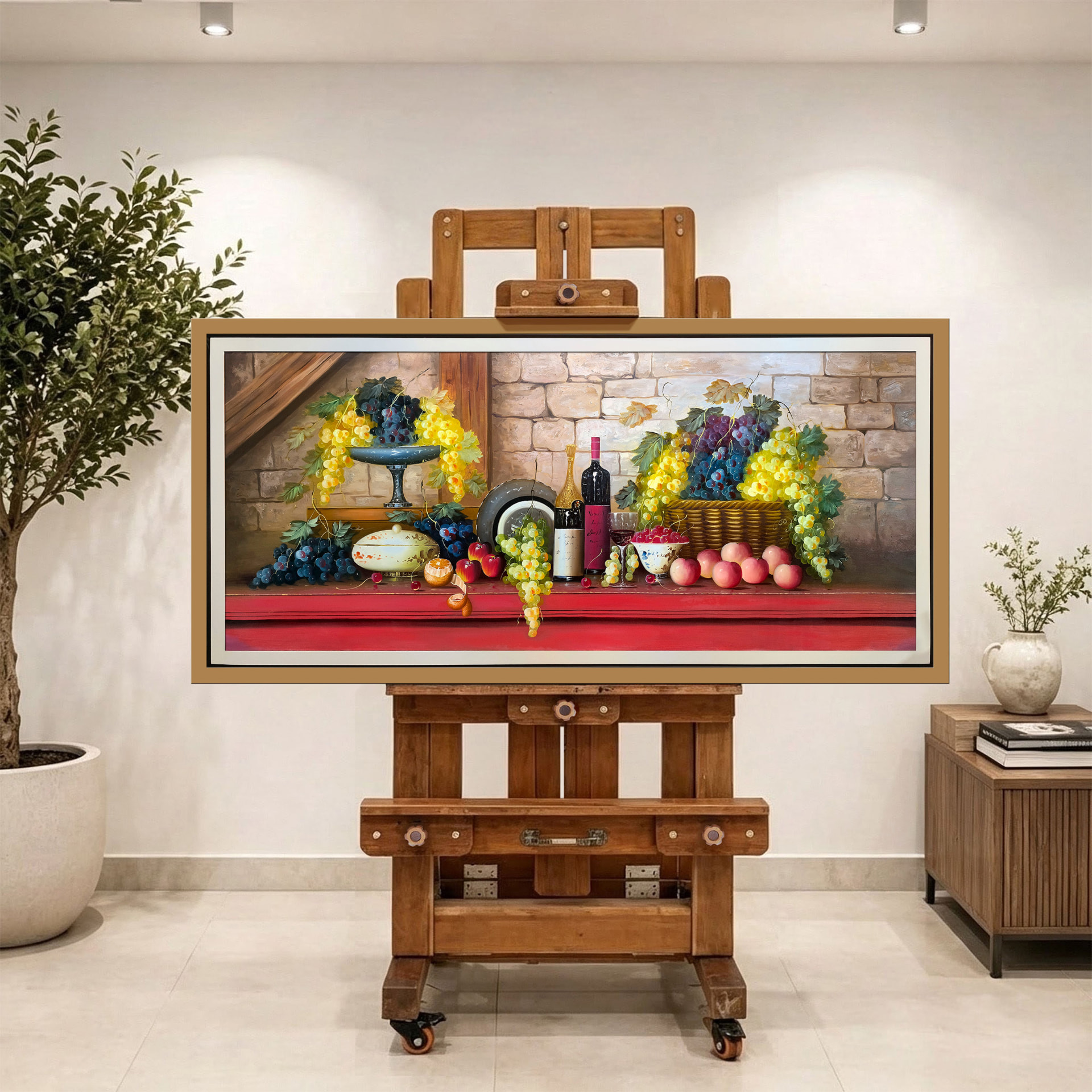 Bodegón del viñedo — vista caballete de la pintura al óleo