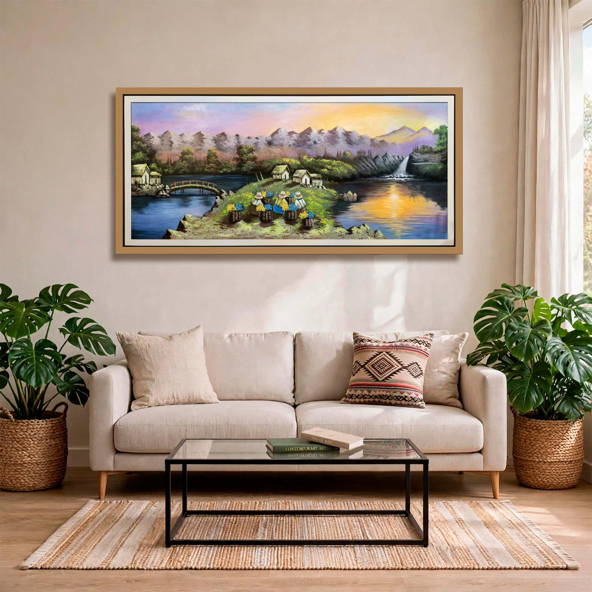 Amanecer en el valle de las flores — óleo sobre lienzo pintada a mano · Color & Estilo