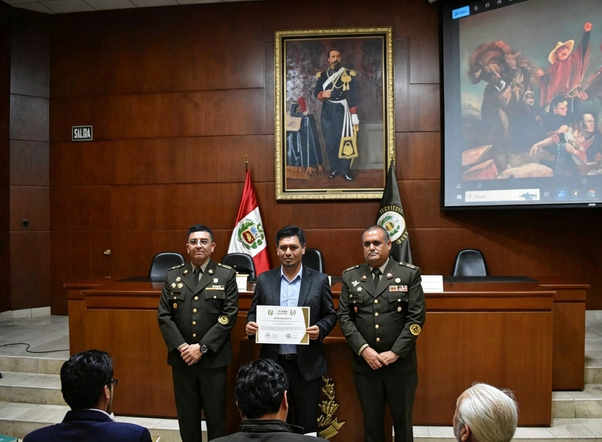 Entrega de reconocimiento en el concurso Juan Lepiani Toledo