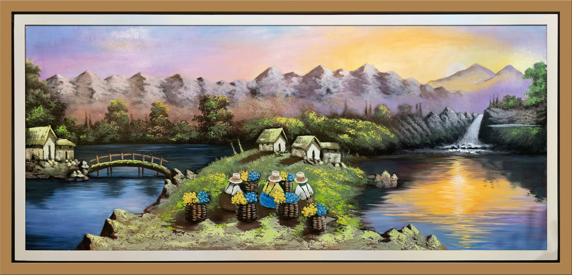 Amanecer en el valle de las flores — vista detalle de la pintura al óleo