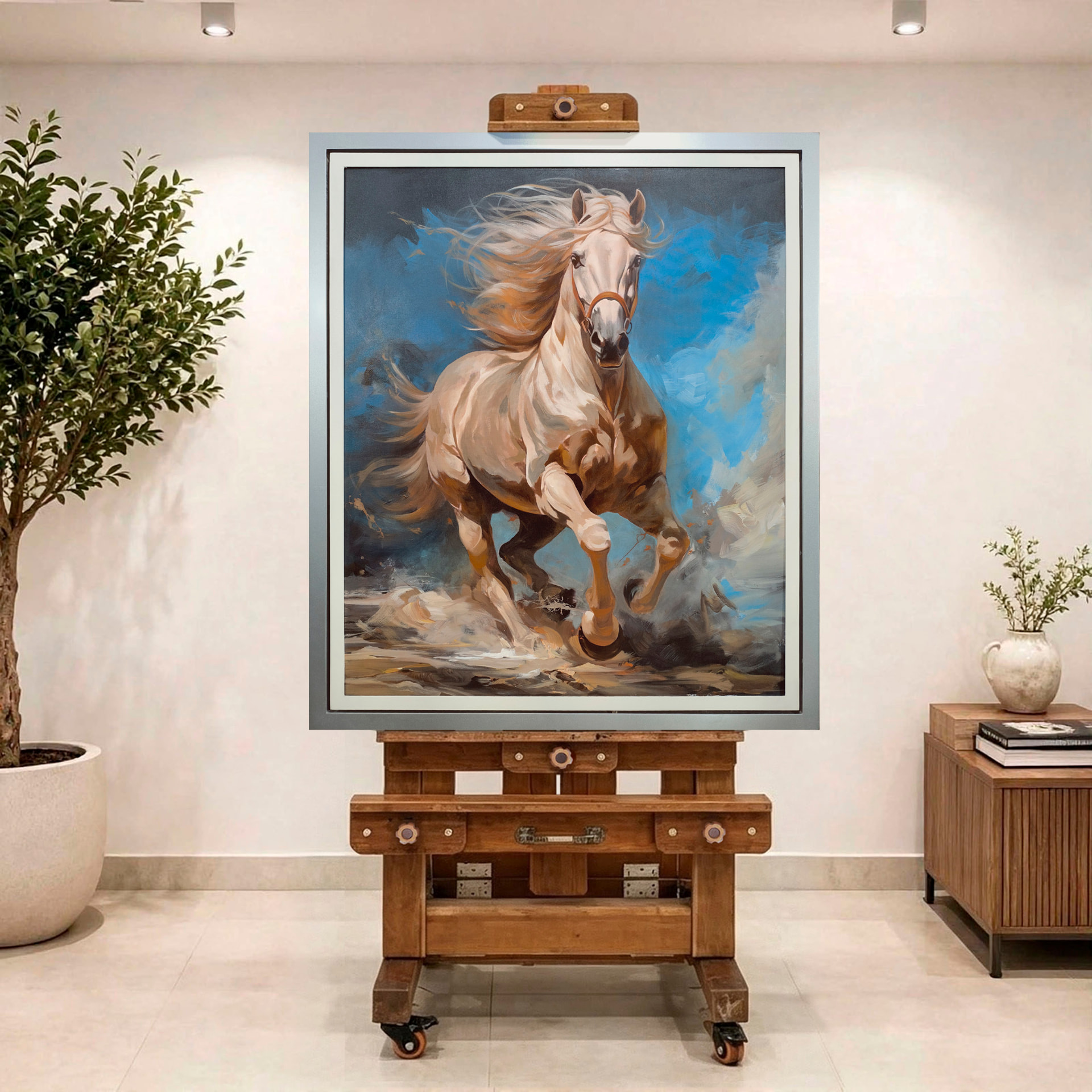 Brío al galope — vista caballete de la pintura al óleo