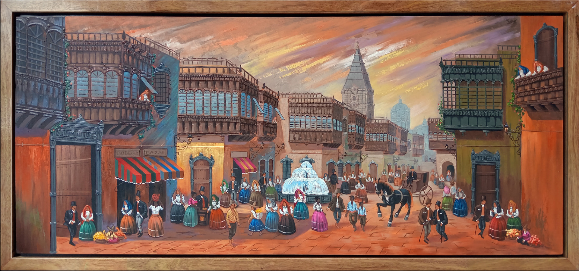 Lima colonial — vista detalle de la pintura al óleo