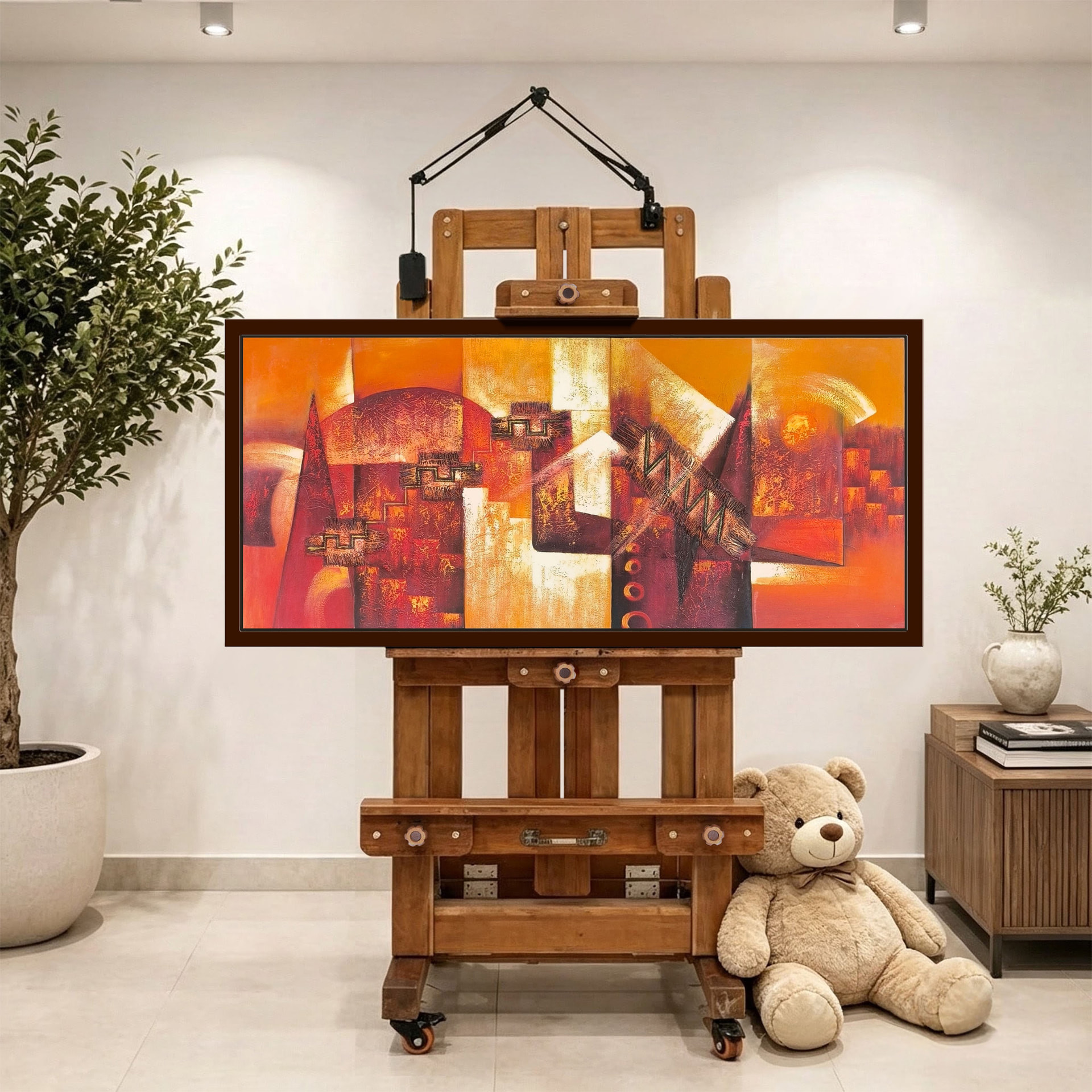 Geometría andina — vista caballete de la pintura al óleo