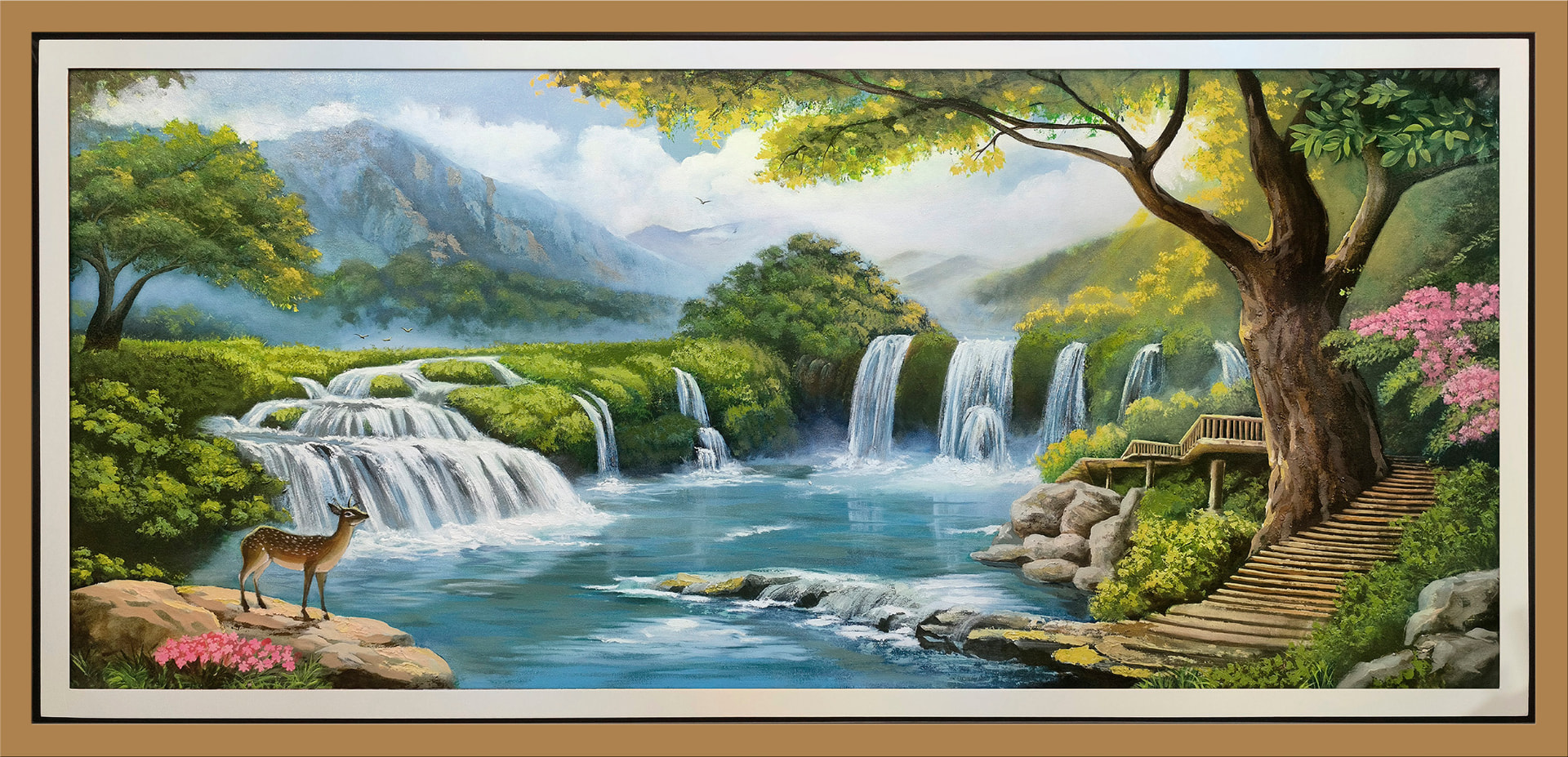 Cascadas del venado — vista detalle de la pintura al óleo